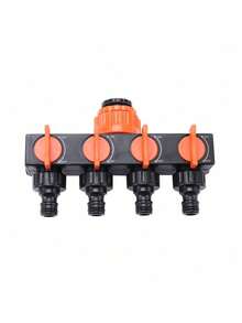 1pc 4 Way Brass Hose Splitter With Switch, Garden Hose Connector, Valve For Adjusting Water Flow, Tap Adapter, 4 Hose Outlets - Black Red - View 7