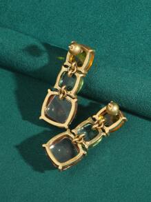 Vintage bronze-plattiertes 18k Goldfarbenes, übertriebenes, transparentes Kunstharz-Emaille Bonbon-farbenes Halskette, Armband, Ohrring Schmuckset