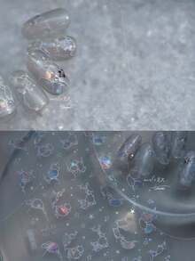 1 件夏日海滩海洋贝壳海星蛤蜊海螺星星海泡海螺软浮雕装饰指甲贴纸美甲贴花