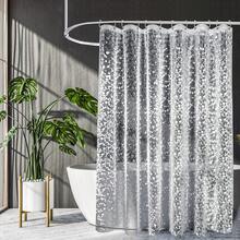 浴帘，3D 鹅卵石 PEVA 塑料浴帘，带索环孔和配件，重型透明防水浴帘衬里浴室装饰秋季装饰浴室配件返校 - 白色 - 查看 13