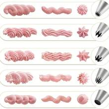 5-Piece Best Choice For Baking! 5-Piece Cake Decorating Nozzle Set, 430 Stainless Steel With PP Bag, Seamless Welding And Sanding Process, Not Easy To Rust, Efficient Adaptation To The High-Frequency Use Needs Of Cake Shops And Milk Tea Shops! - Silver - View 6
