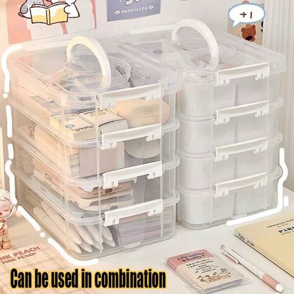 1pc Multi Compartment Organizer Box, Toy Parts Beads Craft Supplies Storage Container With Drawers