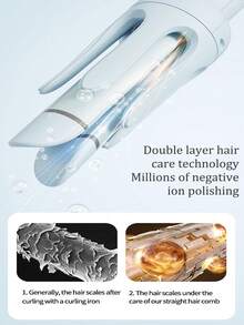 Auto Hair Curler And Straightener 2 In 1, 32mm Automatic Curling Iron With 4 Temperature, Automatic Shut-Off, Anti-Scald Rotating Curling Wand For Hair Styling, Blue