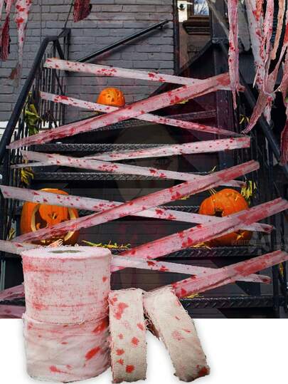 1 件 5 米/10 米万圣节血腥恐怖布艺装饰，适合室内和室外万圣节派对、庭院树花园万圣节派对装饰