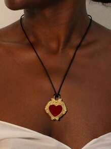 1 pieza Collar con colgante de cerradura de corazón y cadena, estilo vintage europeo de estilo real, adecuado para vestidos de fiesta, eventos formales y reuniones festivas