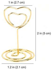 5/10/20个装金属创意票据夹、桌卡夹、心形照片夹、桌号夹、照片夹、婚礼派对桌号夹、食品卡片标签、电镀彩色心形钻石备忘录夹、桌面收纳便签夹 - 金色 - 查看 8