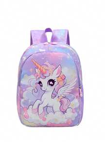 1件装独角兽卡通印花背包幼儿园背包超轻男女生书包一年级书包可爱卡通独角兽图案，可调节肩带，马卡龙色，适合男生女生日常上学，上学必备物品 - 獨角獸雙肩包 - 查看 12