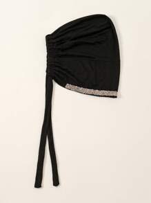 1 Stück Modische Damen Stirnband mit Strass in Einfarbig, Muslim Kopftuch Accessoire, vielseitig, weich und atmungsaktiv, Hijab Kappe, weißes Tuch, passendes Viskose Kopftuch mit Strass Design, hebt hochwertigen Stil für den täglichen Gebrauch hervor