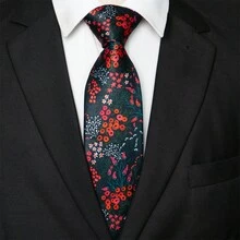 1 件/2 件/3 件男士经典 8 厘米（3.15 英寸）花卉印花领带，纤薄缎面真丝领带，红色花卉图案领带组合套装，配有口袋巾和领带夹，是送给男士的绝佳礼物，适合婚礼、约会、正式晚宴、派对情人节男士领带 - 紅色 - 查看 17