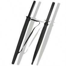 Samurai Handle Black 24 Bone Straight Pole 210T Impact Cloth Umbrella, Fashionable And Durable Samurai Umbrella, Windproof And Waterproof Best Creative Gift Umbrella - màu đen - Xem 2