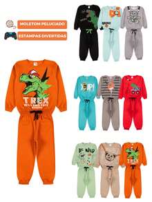 Assorted Kit Of 6 Pieces Of Boys' And Children's Winter Clothing – 3 Blouses, Coats + 3 Pants From Sizes 1 To 10 – Kit 3 Sets - Nhiều màu - Xem 3