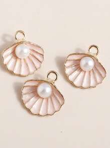 10pcs/Pack 3D Effect Faux Pearl & Shell Drip Oil Pendant, DIY Jewelry Accessories