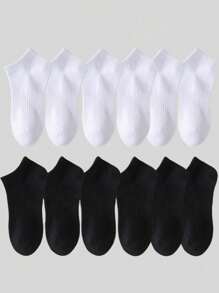 12 pares de calcetines tobilleros negros y blancos para hombre, calcetines deportivos casuales de verano, calcetines tobilleros suaves, calcetines tobilleros regulares, para uso diario