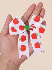 2pcs Back To School Hair Bows For Students Apple Pencil School Bus Letters Pattern Bow Hair Clips White Black Grosgrain Ribbon Bow Alligator Clips Cute Apple Pencil School Bus Letters Printed Bow Hair Clips Adorable Back To School Bow Barrettes For First Day Of School Teens Hair Accessories