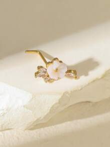1 pieza Arete de nariz con forma de lágrima con baño de oro brillante, de moda para el uso diario de las mujeres