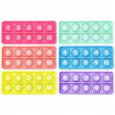 6pcs/Pack Ten Frame Math Games Numbers Counting Learning Toys, Sensory Push Bubble Fidget Toys, Classroom Supplies Educational Stationery Manipulatives For Kids