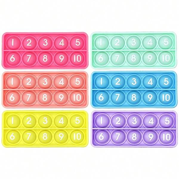 6pcs/Pack Ten Frame Math Games Numbers Counting Learning Toys, Sensory Push Bubble Fidget Toys, Classroom Supplies Educational Stationery Manipulatives For Kids