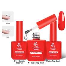 3 Piezas 15ml 5en1 Conjunto De Gel De Base Constructora Y Capa Superior Brillante Y Capa Superior Mate Multifunción Para Pegamento De Puntas De Uñas / Base / Construcción / Extensión / Pegamento Para Piedras Preciosas, Kit De Esmaltado De Uñas De Gel Uv