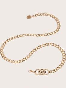1pc Minimalist 3 Metal Ring Waist Chain For Women Summer, School Fall, Autumn, Halloween