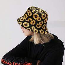 Reversible Bucket Hat For Women, Cute Beach Fisherman Style - Sunflower-b - View 2