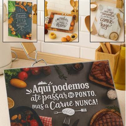 Tábua Decorativa de Vidro Temperado Com estampas decorativas são perfeitas para quem ama cozinhar