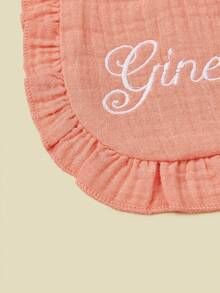 1pc Customized Baby Drool Bib, Personalized Embroidery Text, Soft & Breathable Absorbent Fabric, Newborn Essential, Baby Gift, Memorabilia - Beige - View 6