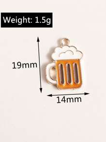 paquete de 10 llaveros con colgante de esmalte con forma de cerveza, accesorios DIY