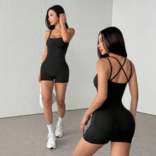 1 件性感细肩带连体裤，可爱健身运动服和瑜伽连体衣塑身衣