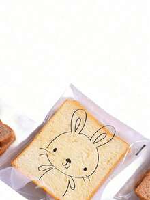 100个可爱卡通透明自粘面包袋，豆沙菠萝袋烤切片吐司全麦面包自封包装，饼干袋学校用品食品袋食品盒适用于糖果巧克力饼干等学校用品返校学校必需品学校用品