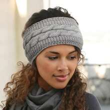 1pc Ribbed Wool Knit Headband, Solid Color Elastic Ear Warmer Headband With Classic Bow, Women Daily Use, Autumn/Winter