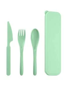 4pcs Portable Plastic Cutlery Set With Utensils (Knife, Fork, Spoon, Chopsticks) And 1 Storage Box, Suitable For Outdoor, Camping, Picnic, Work, School,School Supplies - Multicolor - View 11