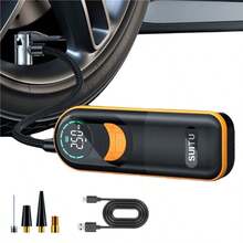 SUITU 轮胎充气机便携式空气压缩机，无线手持轮胎泵，150PSI 迷你轮胎气泵，带 LED 灯和数字显示屏，适用于汽车/摩托车/自行车/篮球，汽车必备/汽车配件/礼品 - 黑色 - 查看 10