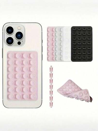Suporte de silicone para celular com ventosa de 1/4 peças, 28 ventosas independentes, suporte reutilizável de dupla face, alça de silicone para celular, suporte para celular com ventosa, alça para celular viva-voz, suporte de anel de dedo compatível com iPhone e Android, adequado para capa traseira de vidro liso de celular, não para capa traseira fosca áspera de celular, adequado para maquiagem, fitness, chuveiro, carro e uso na cozinha