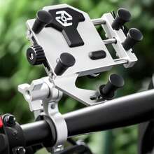 1pc Outdoor Riding Navigation Bracket, Aluminum Alloy Motorcycle/Bike/Scooter Phone Holder, Silicone Shock Absorber Anti-Shake, Food Delivery E-Bike Bracket, Vehicle Delivery Rider Dedicated Mounting Holder, Multi-Functional Universal Phone Stand