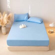 1 pieza Sábana ajustable de algodón con nubes, sin funda de almohada, protector de colchón color macaron, suave como las nubes, cobertura total de 360 grados de estilo minimalista, a prueba de polvo y antideslizante, sin blanqueador óptico, amigable con la piel, transpirable, textura suave y delicada, lavable y resistente al color, juego de ropa de cama antibacteriano y reforzado, adecuado para viajes, dormitorio, habitación de invitados, hotel, dormitorio, toda la familia, todas las estaciones, 16 tamaños