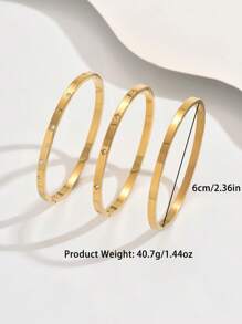 1/3pcs Versatile, Simple And Elegant Women's Fashion Four-Leaf Clover Zirconia Bracelet Set, 18K Gold-Plated Mirror Polished, Vacuum Electroplated, Waterproof And Not Easy To Fade Stainless Steel Bracelet Set, Women's Jewelry, Suitable For Women's Gatherings, Daily Wear,