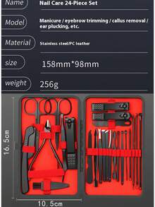 7/12/18/24件套指甲钳套装，不锈钢指甲钳，专业修脚套装，指甲锉，锋利指甲剪和指甲钳，手指甲和脚趾甲修甲套装，配有便携时尚收纳盒，美容护理工具 - 彩色 - 查看 7