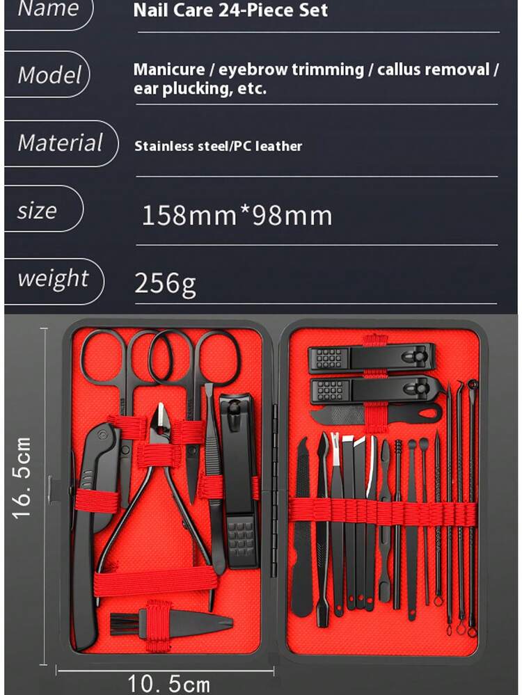 7/12/18/24PCS Nail Clippers Set Stainless Steel Nail Cutter Professional Pedicure Kit Nail File Sharp Nail Scissors And Clipper Manicure Kit Fingernails & Toenails With Portable Stylish Case Beauty Care Tool - Multicolor - View 7