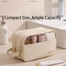 1 pièce Sac de maquillage mode unisexe, organisateur de toilette de voyage, étui cosmétique imperméable à suspendre avec compartiments secs/humides grande capacité. Accessoires de voyage essentiels pour les vacances, l'été, la rentrée scolaire. Sac de voyage, sac de toilette
