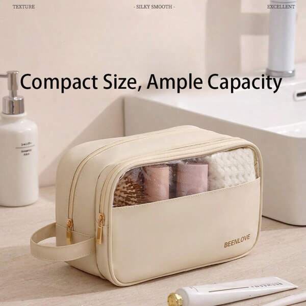 1 pièce Trousse de maquillage mode sac de toilette de voyage unisexe. Organisateur étanche à suspendre avec compartiments secs/humides. Grande capacité