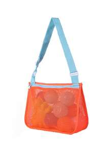 Beach Toys Mesh Beach Bag Shell Collection Bag With Zipper And Adjustable Shoulder Strap Crossbody Bag Cute Handbag Perfect For Collecting Shells Beach Toys And Swimming Accessories Toy Sorting Storage Bag Travel Accessories Essential Gifts For Boys, Summer - Multicolor - View 11