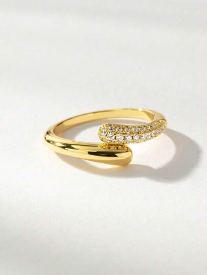 Ewell Stylish Elegant Minimalist 925 Sterling Silver Chic Small Zirconia Two Sides Rings For Women Daily Wear