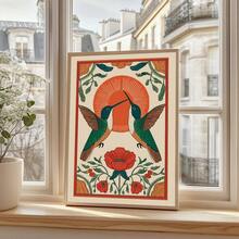 1pc Framed/Unframed Boho Floral Hummingbird Folk Art Vintage Wall Poster Canvas Print Scandinavian Sunrise Bird Farmhouse Decor Rustic Painting For Dorm,Living Room,Bedroom,Modern Home Decoration - Multicolor - View 3