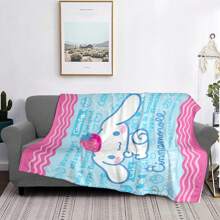 Sanrio 1pc Sanrio Cinnamoroll Cartoon Digital Print Flannel Blanket, Suitable For Living Room, Bedroom, Camping, Travel, Multi-Purpose Blanket To Feel The Warmth, Soft And Comfortable, Accompaniment For Sleep