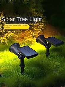 (1pc/Box) Outdoor Waterproof Solar Spotlight, Super Bright Lawn Light, Outdoor Landscape Garden Light, Garden Tree Light - B - Xem 1
