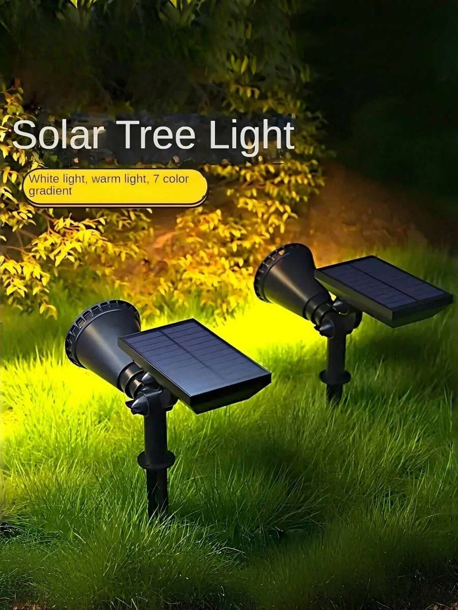 (1pc/Box) Outdoor Waterproof Solar Spotlight, Super Bright Lawn Light, Outdoor Landscape Garden Light, Garden Tree Light - B - Xem 1