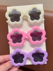 2/3/4件装 2026新款女童可爱漂亮花朵儿童时尚眼镜，仅卡片展示，不含运费 - 彩色 - 查看 2