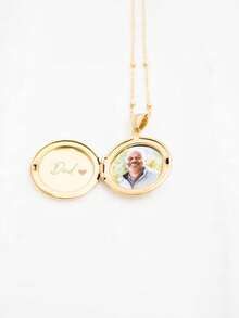 镌刻照片盒式项链，不锈钢圆形盒式项链，镌刻照片盒式项链，女士礼物，纪念礼物