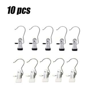 2/10/20/30pcs Versatile Stainless Steel Clothespins With Hook, Innovative Space-Saving Laundry Hanging Clips, Portable Clamp Organizer For Home Essentials, Perfect For Clothes Drying, Ideal For Outdoor And Indoor Use, Essential Laundry Accessories For Efficient Home Organization, Perfect For All Seasons And Occasions
