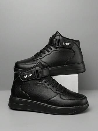 Men's Personalized Letter Patchwork High-Top Casual Sneakers, Fashionable Street Stylish Men's Shoes, Outdoor Hiking Casual White Shoes, Comfortable Running Couple Shoes